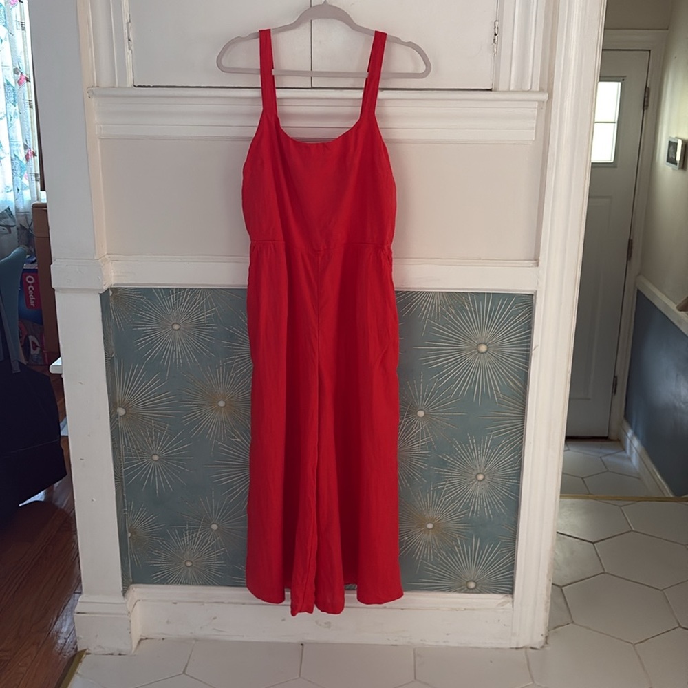 Cynthia Rowley Red Linen Jumpsuit. Size 12